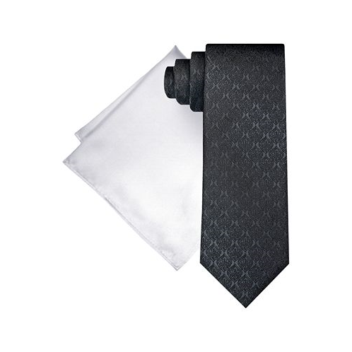 Steve Harvey Mens Extra Long Textured Tonal Tie & Solid Pocket Square Set