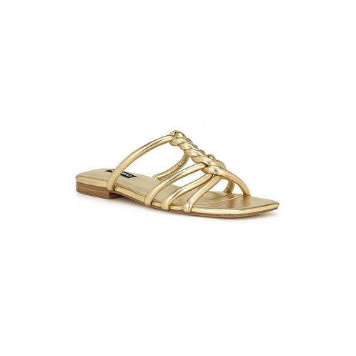 Nine West Womens Makee Square Toe Flat Casual Sandals