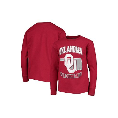 Champion Big Boys Crimson Distressed Oklahoma Sooners Strong Mascot Team T-shirt