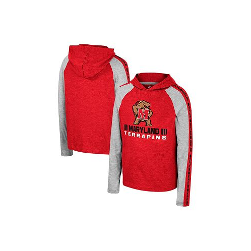 Colosseum Big Boys Red Maryland Terrapins Ned Raglan Long Sleeve Hooded T-shirt