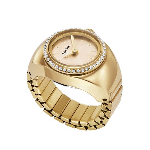 Fossil Womens Watch Ring Two-Hand Gold-Tone Stainless Steel 15mm