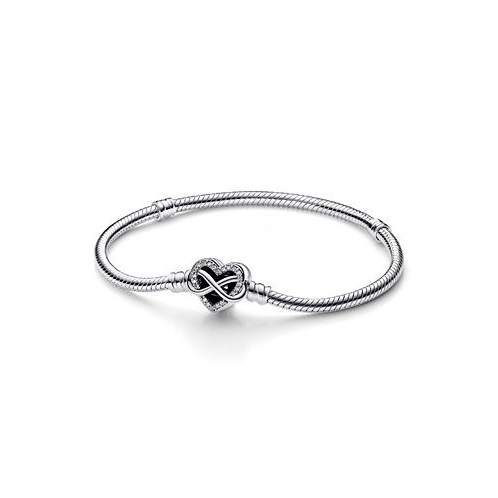 Pandora Moments Cubic Zirconia Sparkling Infinity Heart Clasp Snake Chain Bracelet