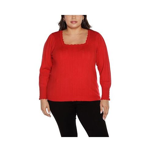 Belldini Plus Size Square Neck Sweater
