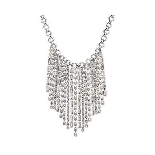 I.N.C. International Concepts Silver-Tone Crystal & Imitation Pearl Statement Necklace 17 + 3 extender