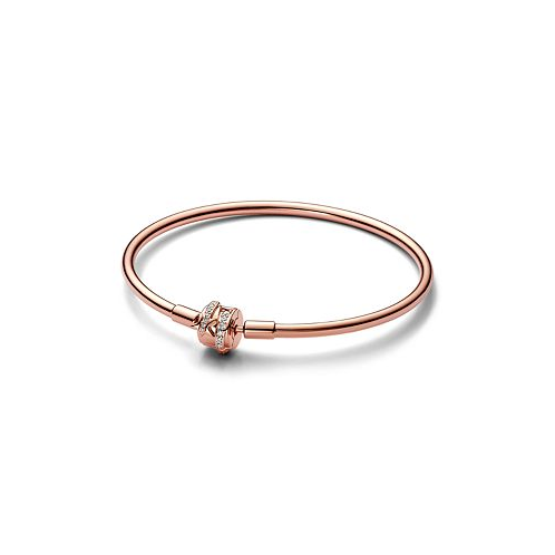 Pandora Moments Cubic Zirconia 14K Rose Gold-Plated Sparkling Shooting Star Clasp Bangle Bracelet