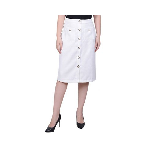 NY Collection Petite Slim Tweed Double Knit Pencil Skirt with Pockets