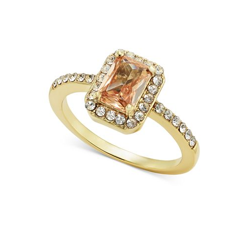 Charter Club Gold-Tone Pave & Color Cubic Zirconia Rectangle Halo Ring