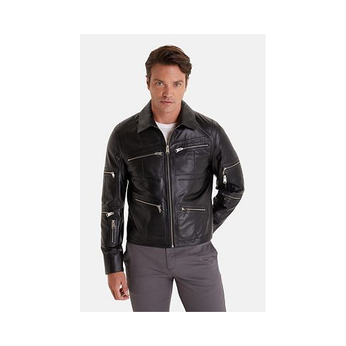 Furniq UK Mens Leather Fashion Jacket Black