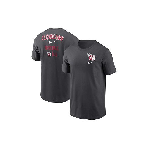 Nike Mens Charcoal Cleveland Guardians Logo Sketch Bar T-shirt