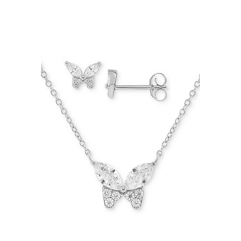 Giani Bernini 2-Pc. Set Cubic Zirconia Butterfly Pendant Necklace & Matching Stud Earrings in Sterling Silver