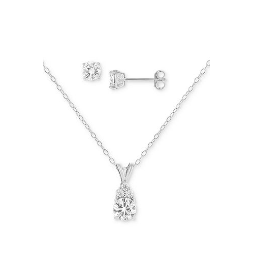Giani Bernini 2-Pc. Set Cubic Zirconia Pendant Necklace & Stud Earrings in Sterling Silver