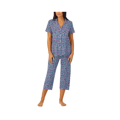 Cuddl Duds Womens 2-Pc. Notched-Collar Cropped Pajamas Set