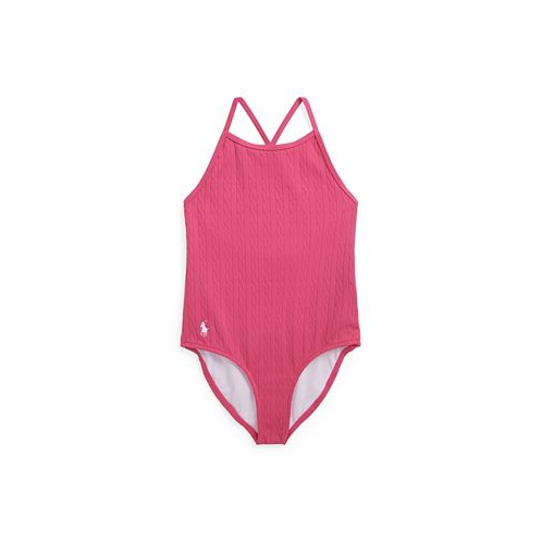 Polo Ralph Lauren Toddler and Little Girls Stretch Jacquard One-Piece Swimsuit