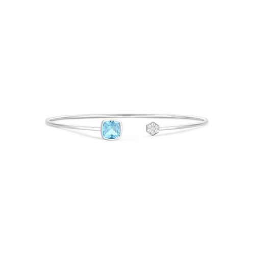 Macys Amethyst (1-3/8 ct. t.w.) & Diamond (1/10 ct. t.w.) Wire Cuff Bangle Bracelet in 10k Gold (Also in Blue Topaz)