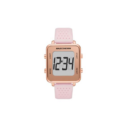 Skechers Womens Naylor Digital Rose Gold-Tone Alloy Watch Pink
