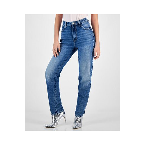 GUESS Womens Straight High Rise Mom Jeans