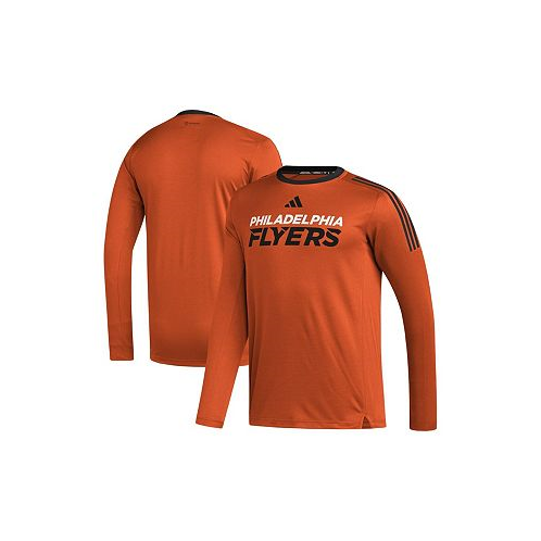 Adidas Mens Orange Philadelphia Flyers AEROREADY Long Sleeve T-shirt