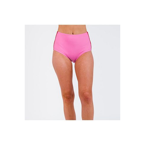 Calypsa Womens Plus Size Color Block High-Waisted Bikini Bottom
