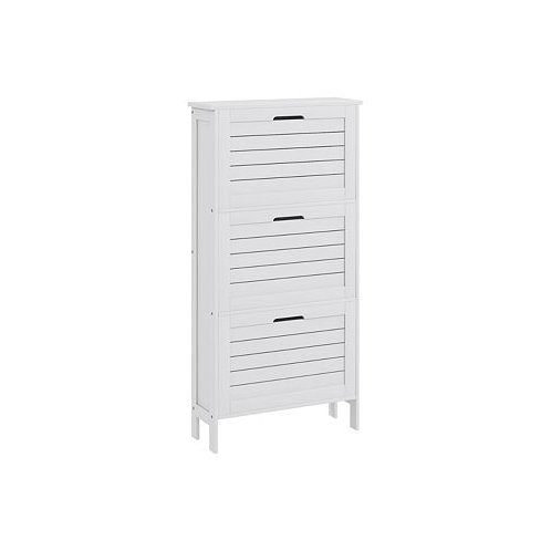 HOMCOM Modern Shoe Cabinet with 3 Flip Drawers for 6 Pairs White
