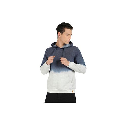 Campus Sutra Mens Blue & Grey Pullover Ombre Sweatshirt With Ribbed Hem