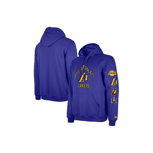 New Era Mens Purple Los Angeles Lakers 2023/24 City Edition Big and Tall Pullover Hoodie