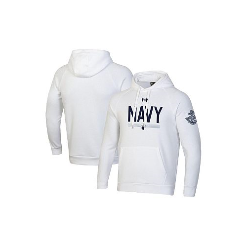 Under Armour Mens White Navy Midshipmen Silent Service All Day Pullover Hoodie