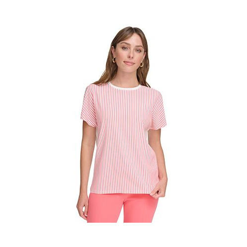 Tommy Hilfiger Womens Mixed-Media Striped Top