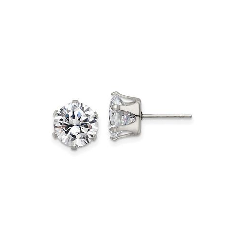 Chisel Stainless Steel Polished Round CZ Stud Earrings