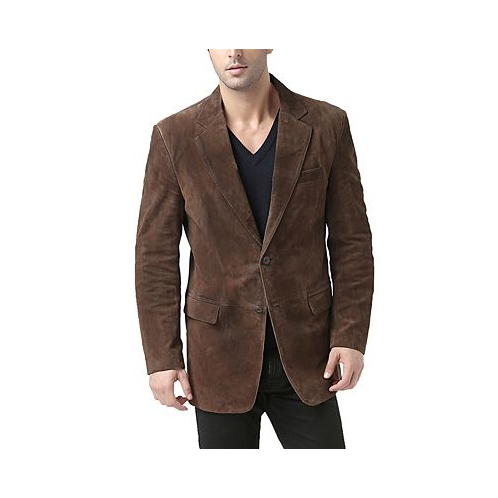 BGSD Men Cliff Classic Two-Button Suede Leather Blazer - Tall