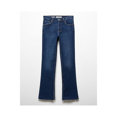 MANGO Womens Slits Detail Mid-Waist Flared Jeans