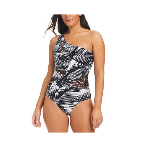 Beyond Control Womens Giving Attitude One-Shoulder Printed One-Piece Swimsuit