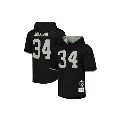 Mitchell & Ness Mens Bo Jackson Black Los Angeles Raiders Gridiron Classics Retired Player Name and Number Mesh Hoodie T-shirt