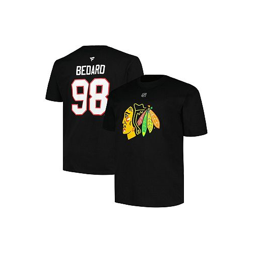 Profile Mens Connor Bedard Black Chicago Blackhawks Big and Tall Name and Number T-shirt
