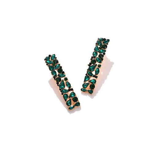 SOHI Womens Green Embellished Cluster Drop Earrings