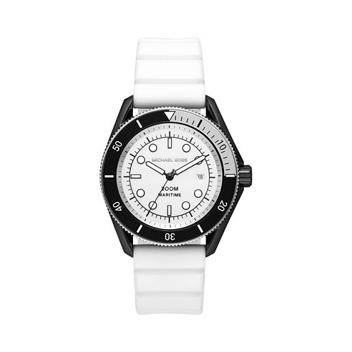 Michael Kors Mens Maritime Three-Hand White Silicone Watch 42mm