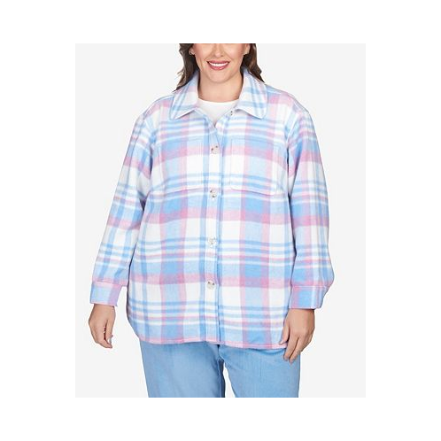 Alfred Dunner Plus Size Swiss Chalet Collared Plaid Shirt Jacket
