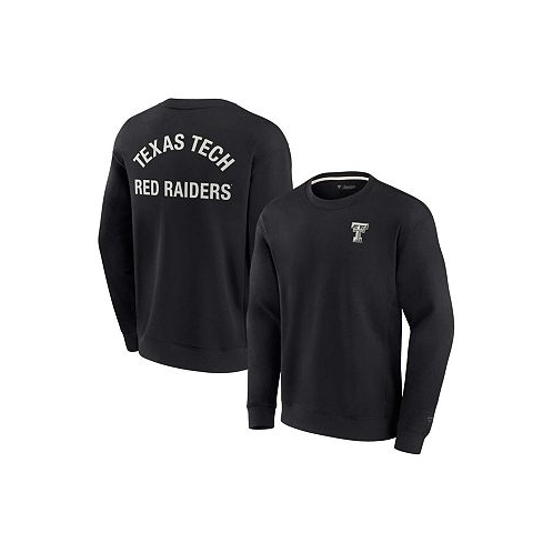 Fanatics Signature Mens and Womens Black Texas Tech Red Raiders Super Soft Pullover Crew Sweatshirt