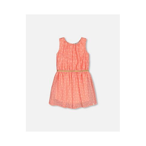Deux par Deux Girl Heart Jacquard Chiffon Dress Coral - Child