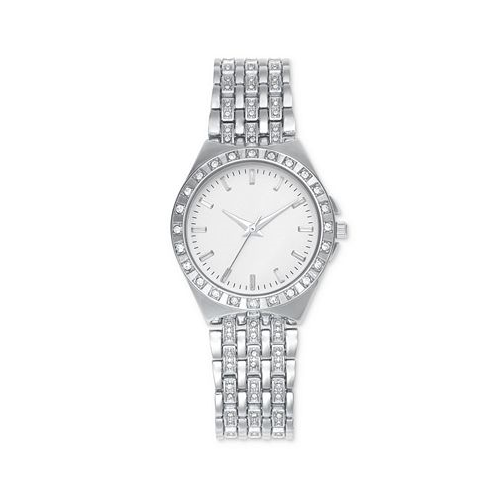 I.N.C. International Concepts Womens Crystal Silver-Tone Bracelet Watch 33mm