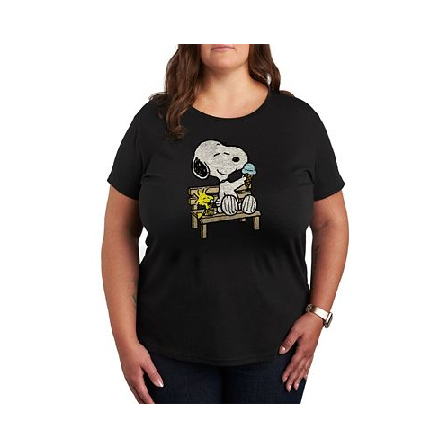Hybrid Apparel Trendy Plus Size Peanuts Snoopy & Woodstock Graphic T-shirt