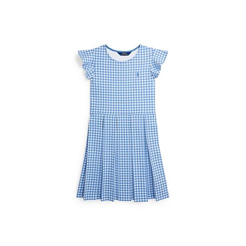 Polo Ralph Lauren Big Girls Gingham Ruffled Ponte Fit and Flare Dress