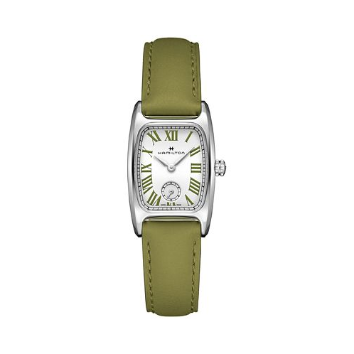 Hamilton Womens Swiss American Classic Small Second Green Leather Strap Watch 24x27mm
