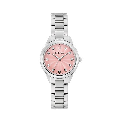 Bulova Womens Sutton Diamond Accent Stainless Steel Bracelet Watch 28mm
