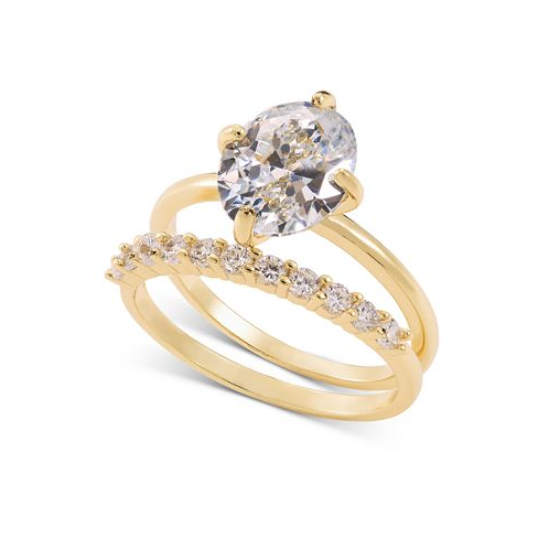 Charter Club Gold-Tone 2-Pc. Set Oval Cubic Zirconia & Pave Rings
