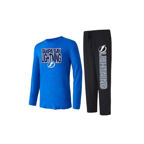 Concepts Sport Mens Black Blue Tampa Bay Lightning Meter Long Sleeve T-shirt and Pants Sleep Set