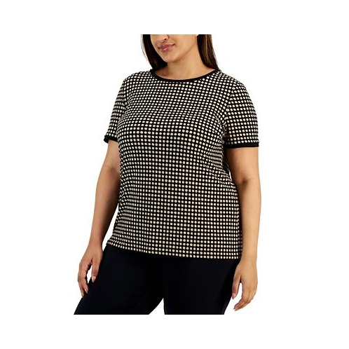 Anne Klein Plus Size Button-Back Short-Sleeve Top