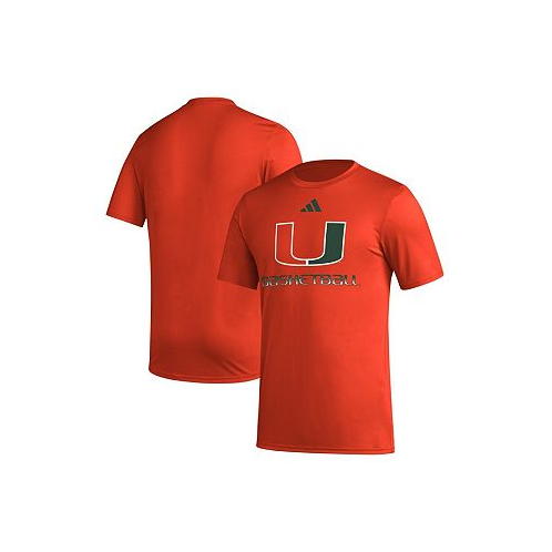 Adidas Mens Orange Miami Hurricanes Fadeaway Basketball Pregame AEROREADY T-shirt