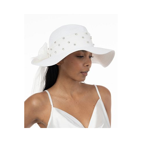 Bellissima Millinery Collection Womens Rhinestone Bow Panama Hat