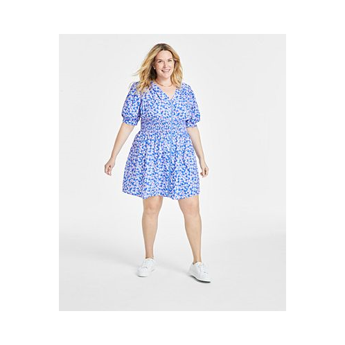 On 34th Trendy Plus Size Ditsy Floral Zip-Front Mini Dress