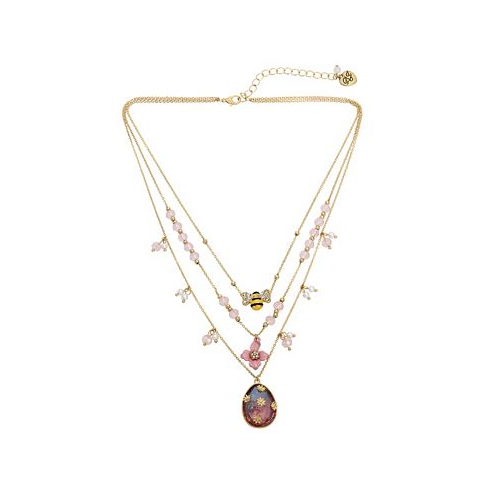 Betsey Johnson Faux Stone Spring Charm Layered Necklace